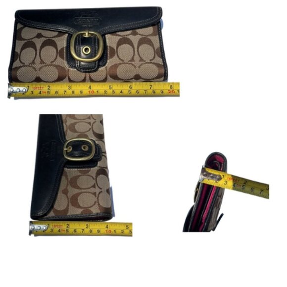 Coach Signature Checkbook Wallet Leather Classic Designer Money Credit Cards - Picture 8 of 9